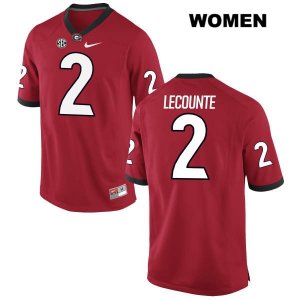 Women's Georgia Bulldogs NCAA #2 Richard LeCounte III Nike Stitched Red Authentic College Football Jersey OMU6354HK